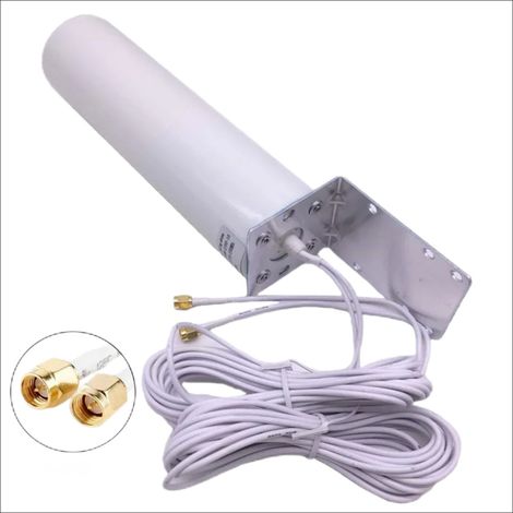 Antenne 4G LTE Exterieur Mimo Omnidirectionnel Étanche 698-2700 MHz 3G/4G LTE connecteur SMA CRC9 TS9 Compatible pour Routeur 4G Gagnez jusqu'à 12 dBi Réception jusqu'à 15 KM(câble 2 x 5 m) (1/5)