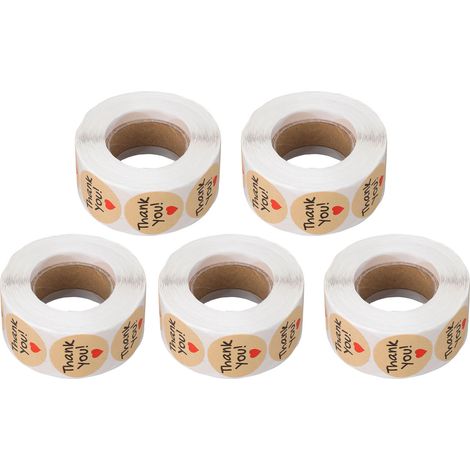 rouleaux de 2500 étiquettes autocollantes rondes en papier kraft de 2,5 cm de diamètre, idéales pour les loisirs créatifs, l'emballage de cadeaux et la fermeture d'enveloppes. (1/5)