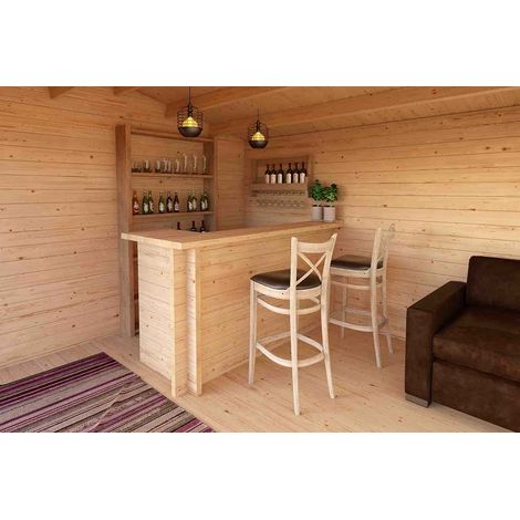 Bar en bois 200x75 cm – Hauteur 110 cm – Épaisseur 40 mm – Montage latéral possible – Meuble bar pour espaces modernes – PGH