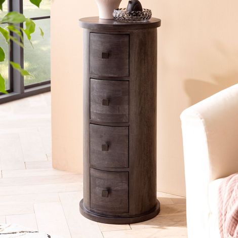 Range-cd 4 tiroirs 34x34x85 cm en manguier noir vernis