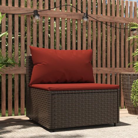 Canapé central de jardin avec coussins Canapé Relax de jardin marron résine tressée -BV42622 (1/5)