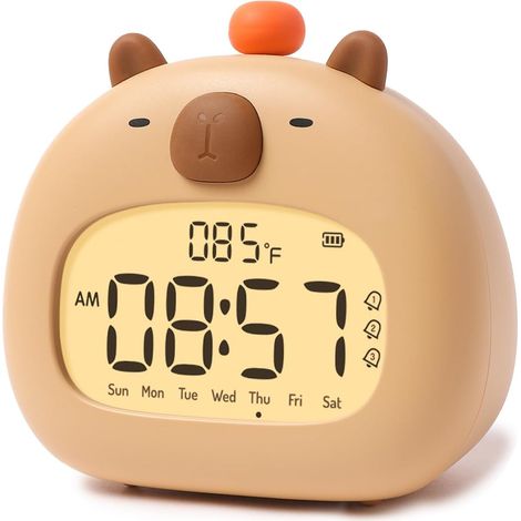 1 Réveil numérique, Capybara, Veilleuse rechargeable, Intensité réglable, Chambre enfant
