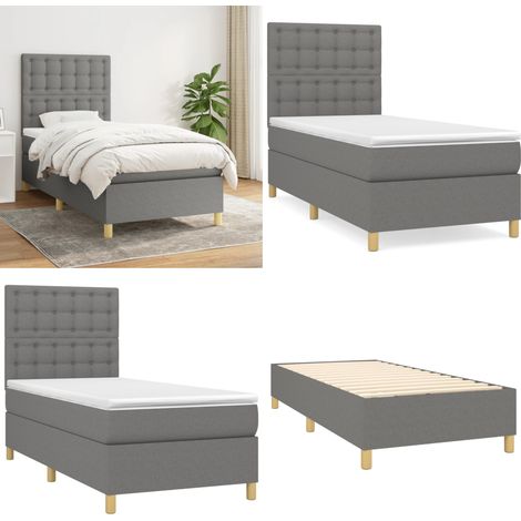 Boxspringbett mit Matratze Dunkelgrau 90x200 cm Stoff - Boxspringbett - Doppelbett - Bettenrahmen - Schlafsystem - Matratze - Home & Living (1/5)