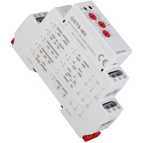 Relais temporisé multifonctionnel GRT8-M2 à 10 fonctions, montage sur rail DIN, AC/DC 12V-240V