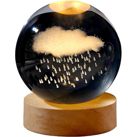 Lámpara de escritorio decorativa con bola de cristal 3D (bola de 6 cm + base) - Adornos de cristal tallados con puerto USB - yuyu (1/5)