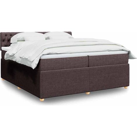 Cama box spring con colchón tela marrón oscuro 200x200 cm vidaXL (1/5)