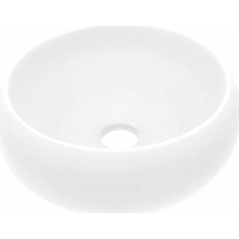 Lavabo rond de luxe Blanc mat 40x15 cm Céramique