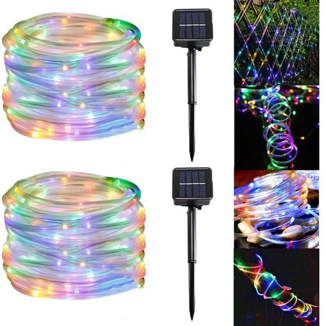 2er-Pack 7 m lange LED-Solar-Lichterkette aus Kupferdraht, wasserdicht, für den Außenbereich, z. B. für Weihnachtsbaum und Garten (1/4)