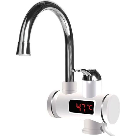 Waschtischarmatur, elektrischer Warmwasserhahn, runde Steckdose, Durchlauferhitzer, europäischer Standard, für Küche und Bad (1/2)
