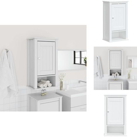 Armoire murale de salle de bain BERG blanc bois de pin massif - Armoire Salle De Bain - Meuble Salle De Bain - Rangement Salle De Bain - Armoire Murale - Meuble Mural (1/5)