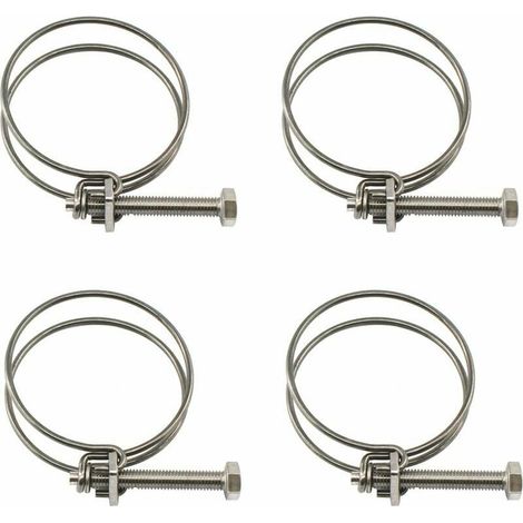 Lot de 4 colliers de serrage à double fil en acier inoxydable de 65 à 70 mm (1/5)
