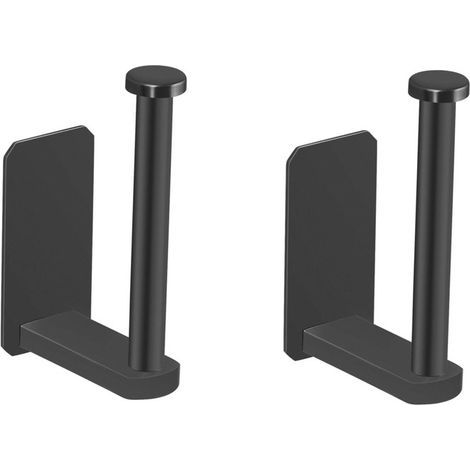 Set of 2 adhesive toilet paper holders, no drilling required, brushed stainless steel, black, for kitchen and bathroom (1/4)