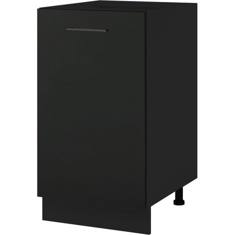 Meuble îlot de cuisine Lovia Noir Mat 1 porte L 45 cm - Porte avec poignée apparente   Black