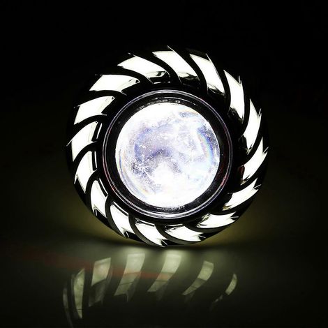 Motorradscheinwerfer LED-Projektorlinse Einzelhalo Angel Devil Eye Spotlicht Weiß
