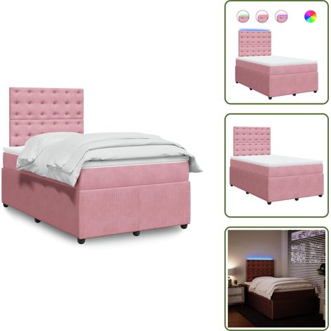 vidaXL Sommier à lattes de lit avec matelas rose 120x190 cm velours