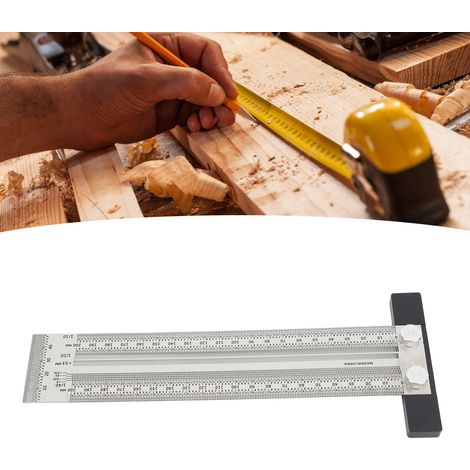 Hochpräziser T-Winkel zum Anzeichnen, Anreißlineal aus Edelstahl für Holzbearbeitung, hochpräziser T-Winkel für Holzbearbeitung 200 mm (1/5)