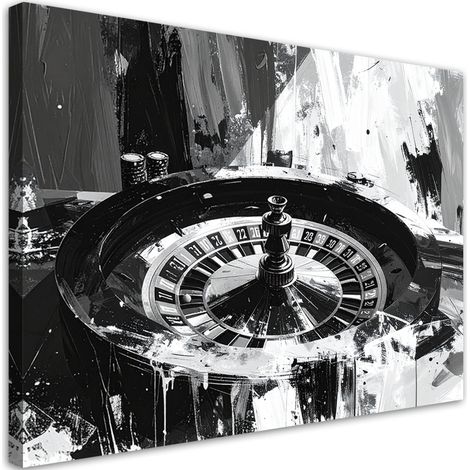 Quadro su tela, Roulette Casinò Moderno Bianco e Nero, 30x20 (1/5)