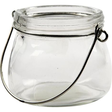 Lanterne boule en verre transparent avec anse en métal. réf 55843