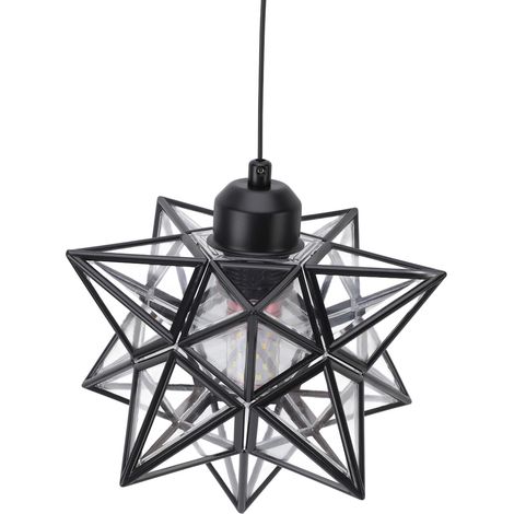 Suspension Étoile Morave en Fer et PC Noire, Luminaire Suspendu anti-fatigue facile à poser pour Chambre Cuisine (1/5)