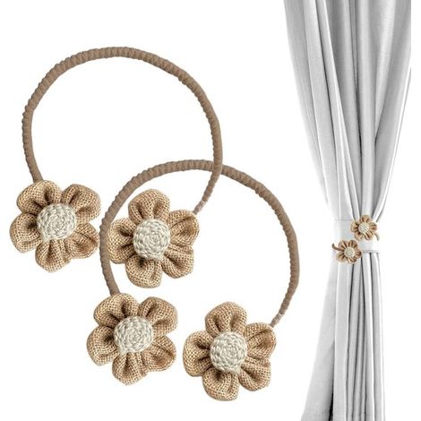 Hebillas para cortinas con forma de flor,Juego de 2 sujetadores decorativos con forma de flor,sujetadores de cortina retorcidos para cortinas (1/5)