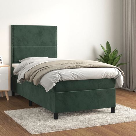 Giroletto a Molle con Materasso Verde Scuro 90x190 cm Velluto vidaXL (1/5)