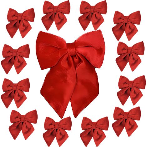 Fiocchi Natalizi rosso in Velluto 1 Grande 12 Piccoli Decorazioni Albero Natale  decorazioni addobbi natalizi pareti, porte, finestre, pacchi regalo, camini e vetrine