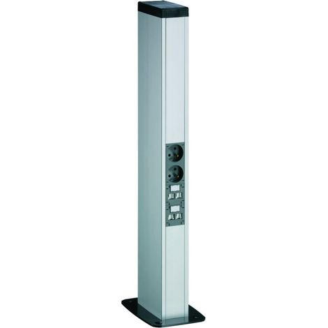 Colonnette officea h 650mm double face alu (ELN) anodisé naturel - HAGER DAP245650ELN (1/2)