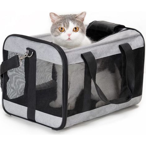 Sac de transport souple pour chat et chien (44,5 x 28 x 28 cm), idéal pour les animaux jusqu'à 7 kg. Convient également aux chiots et peut servir de sac de voyage. (1/5)