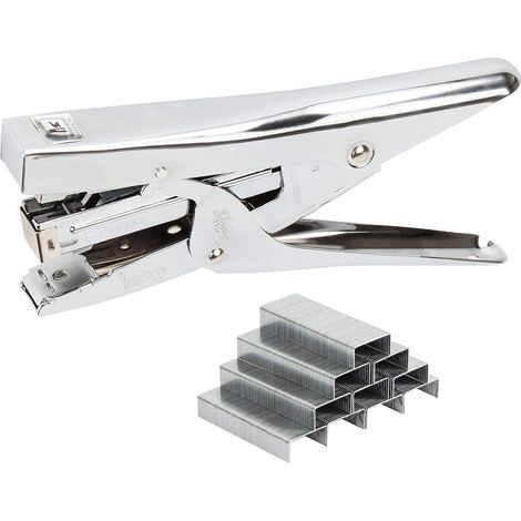 Agrafeuse Bureau Avec 3000Pcs Agrafes 24/6, Pince Agrapheuse Bureau en Chrome pour les Employés de Bureau, les Etudiants, les Enseignants (1/5)