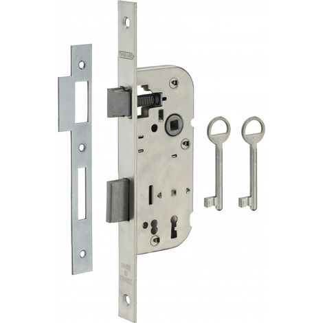THIRARD - Serrure encastrable à clé pour porte de chambre, axe 40mm, bouts carrés, 2 tours, zingué, 1 clé - THIRARD (1/2)