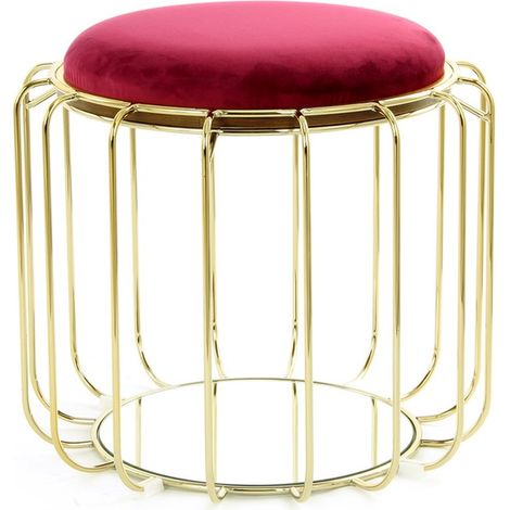Tavolino e Pouf 2-in-1 Comfortable Rosso e Oro (1/3)