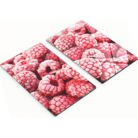 Planches à découper décoratives en verre trempé, motif framboises surgelées, 2 x 30 x 52 cm (1/5)