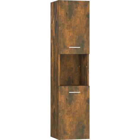 Maison Exclusive - Armadietto Bagno Rovere Fumo 30x30x130 cm in Legno Multistrato (1/5)