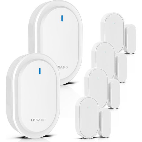 Détecteur sans Fil de Sonnette pour Portes et fenêtres, rapports, sonnettes d'alarme Paires de capteurs pour Portes, système d'alarme pour la sécurité à la Maison, Blanc (1/5)
