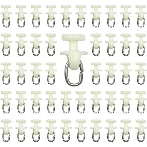Lot de 100 crochets pour tringle à rideaux en plastique blanc – Longueur 26 mm – Pour glissement fluide sur rails – Durabilité élevée (1/5)