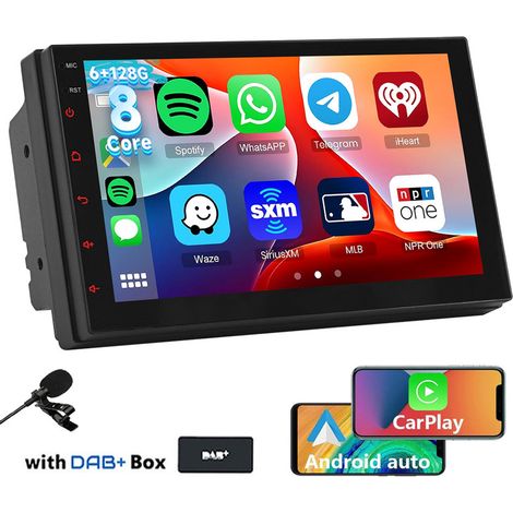 Autoradio 8 cœurs Android 14 Carplay 2 DIN GPS NAVI WiFi AM RDS Bluetooth - 6+128G MIC DAB+ (1/5)