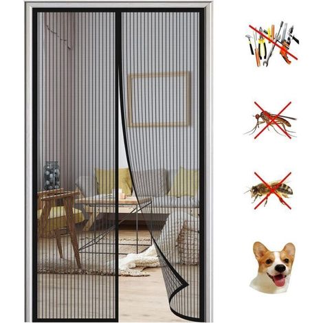 Magnétique Moustiquaire Porte, 80210cm Moustiquaire magnetique, Aimantée Maille Ultra Fine Fermeture Automatique Rideaux Anti Mouches Installation Facile (1/4)