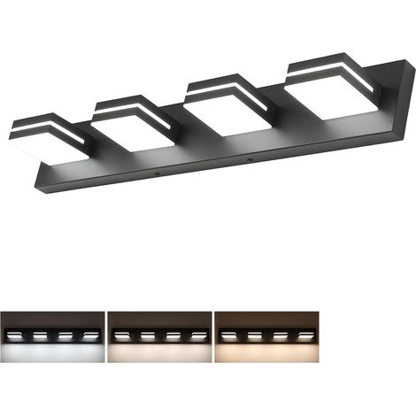 Aménagement d'éclairage mural de salle de bain à 4 légers sur le miroir, 3 températures de couleur, lumières de vanité avec têtes rotatives, 65 cm (1/5)