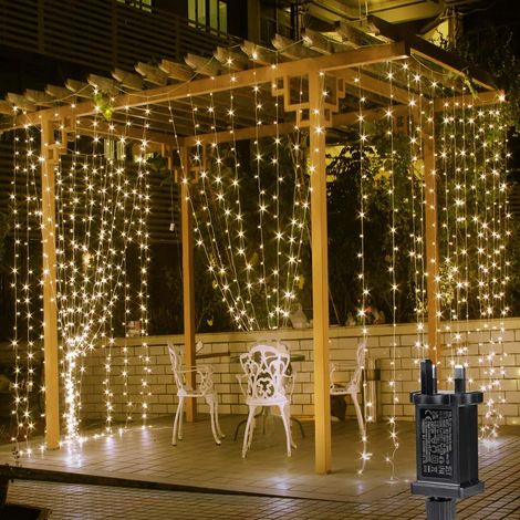 Guirlande lumineuse à brancher x chaud 8 modes d'éclairage pour fenêtre 300 LED 3 m Blanc (1/3)