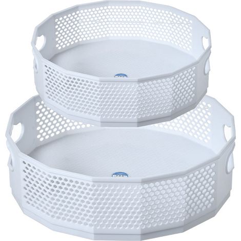 2 Stück Drehplatte Küchen Organizer, Lazy Susan Küchenregal Drehbares Gewürzregal Drehteller Drehbares Tablett Organizer für Kühlschrank Küche Speisekammer Schrank Kosmetiktisch - Weiß (1/5)