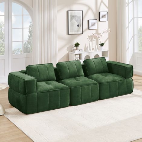 Divano modulare 3 posti 271 x 93 x 67 cm in poliestere verde HAVRYA (1/5)