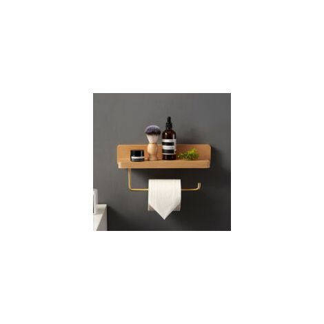 Portarrollos doble de papel higiénico, madera maciza de haya, montaje en pared, autoadhesivo, esquinas redondeadas, soporte decorativo para rollo de papel higiénico para baño y cocina - Crezuo (1/3)