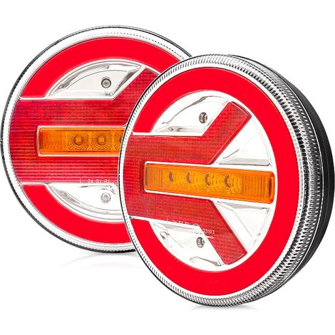 2 runde LED-Rückleuchten – IP67 wasserdicht, 12 V/24 V – Bremspositionsanzeige – für LKW, Anhänger und Wohnwagen – 14 x 14 cm (1/5)
