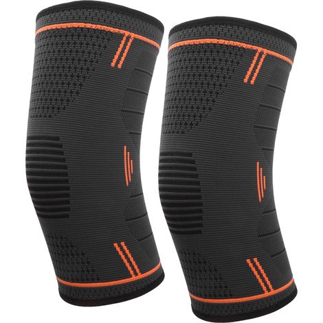 Kniebandage für Outdoor-Sportarten mit rutschfester Oberfläche, gestrickte Fitness-Kniebandage, Kompressions-Knieschoner (XL Orange) (1/5)