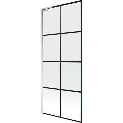Paroi de baignoire Mexen Next L 1-volet 80 x 150 cm, motif noir, nickel brossé - 895-080-000-03-77-97 (1/5)