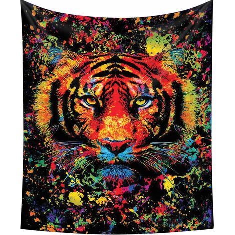 DECORACI脫N DE PARED UV PINTURA FLUORESCENTE TAPIZ REFLECTANTE 150cm XXL Tigre