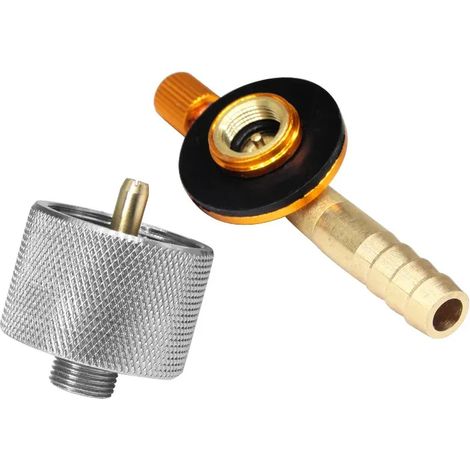 Réchaud à gaz de camping portable en acier inoxydable de 7,8 cm avec adaptateur de valve de charge et de gonflage pour cartouche de gaz. (1/4)
