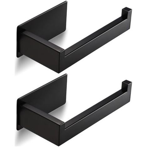 2 Pieces Self-Adhesive Toilet Paper Holder, Wall Mounted Toilet Paper Holder, Stainless Steel Toilet Roll Holder for Bathroom (Black) (1/5)