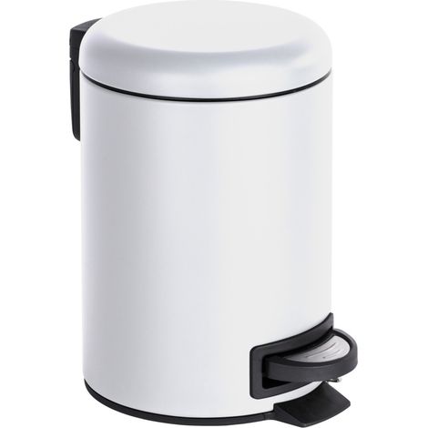 Poubelle WENKO Leman blanche 3L à pédale 2 pièces métal poubelle salle de bain poubelle cosmétique poubelle blanche petite poubelle design poubelle en métal capacité 3 litres idéal pour salle de bain (1/3)