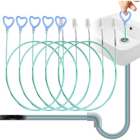 5Pcs Furet Deboucheur Canalisation 2 m, Deboucheur Evier, Métal Brosse de Débouchage de Canalisation pour évier pour Nettoyage d'évier, Tuyaux (1/5)